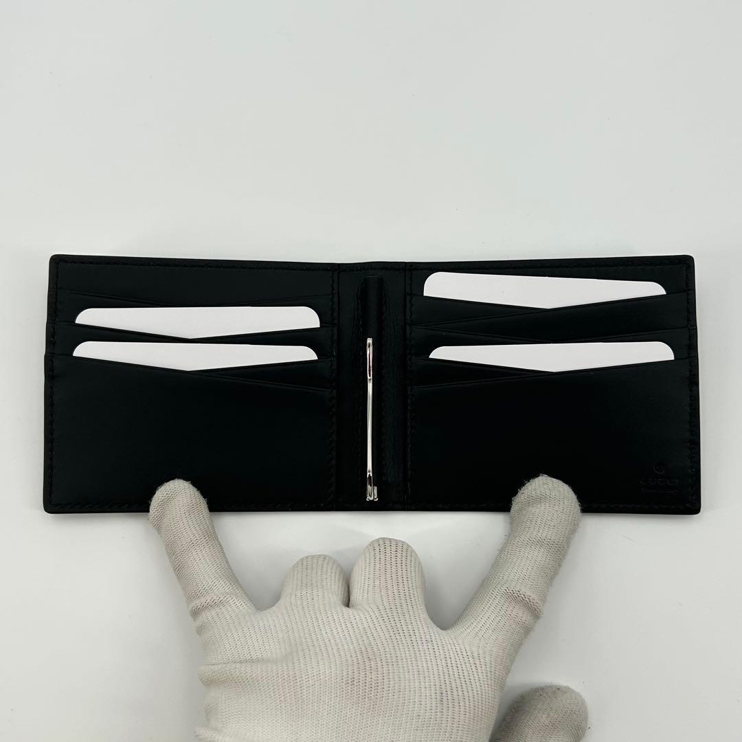 希少/未使用✨グッチ マネークリップ アニマリエ ビー 刺繍 レザー 黒