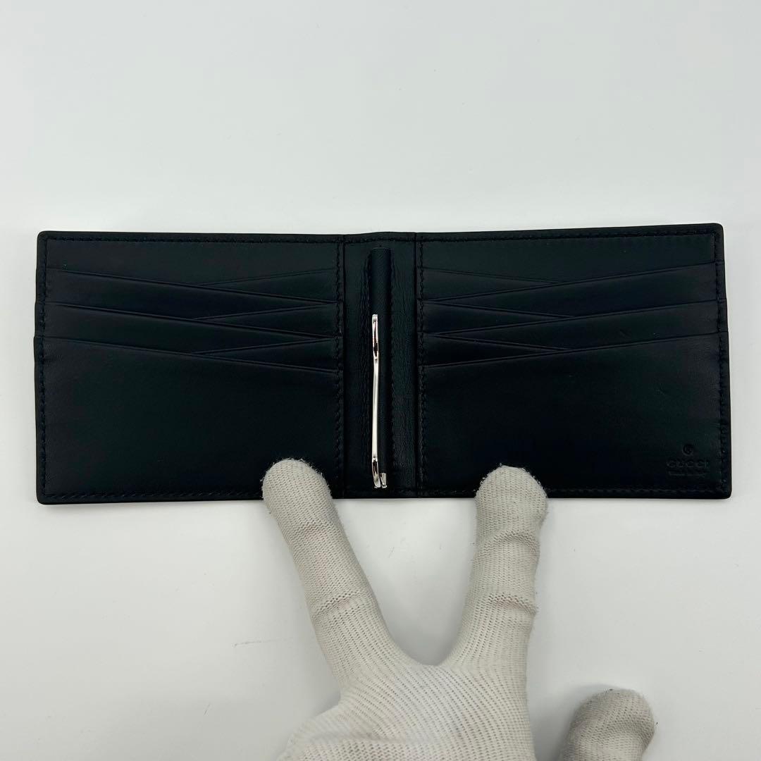 希少/未使用✨グッチ マネークリップ アニマリエ ビー 刺繍 レザー 黒