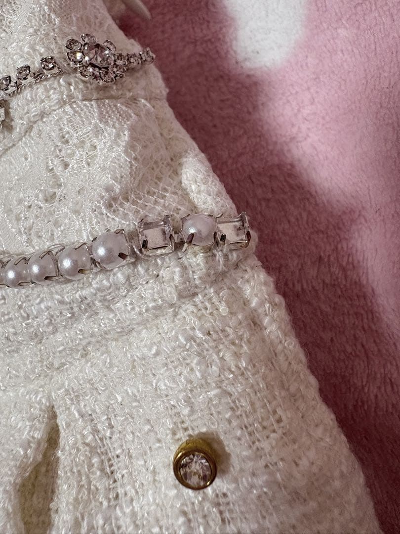 LIZLISA ビジューリボンカットアウトライクスカパン ホワイト