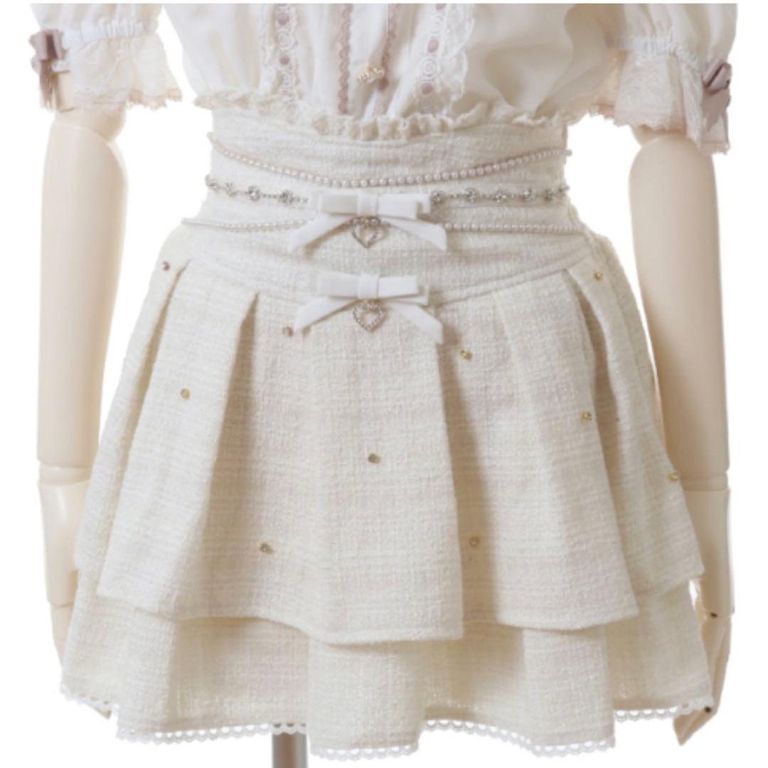 LIZLISA ビジューリボンカットアウトライクスカパン ホワイト