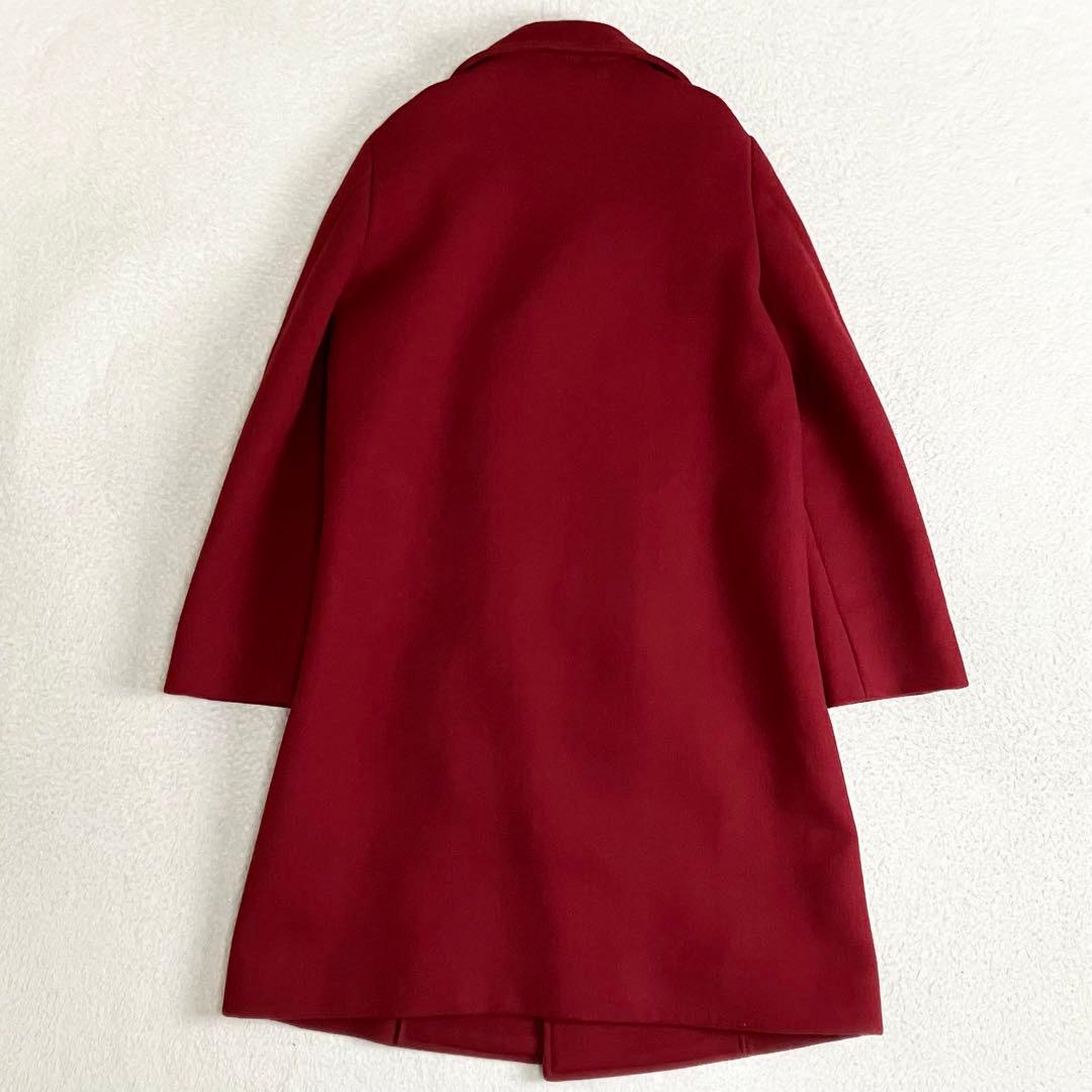 45R ウールコート　ピーコート　ダブルブレスト　サイズ1 レッド　裏地チェック