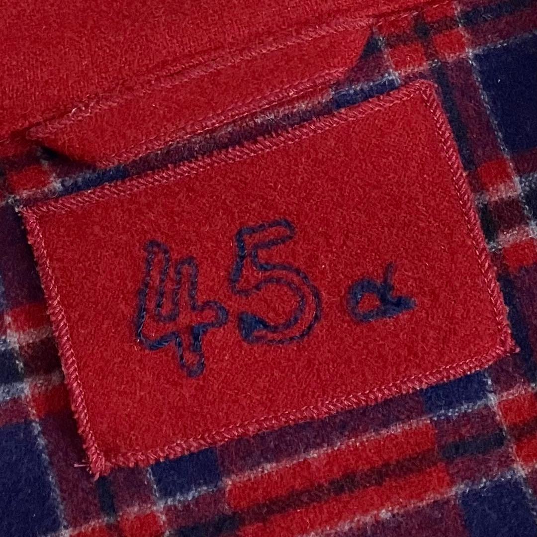 45R ウールコート　ピーコート　ダブルブレスト　サイズ1 レッド　裏地チェック