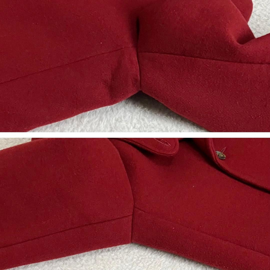 45R ウールコート　ピーコート　ダブルブレスト　サイズ1 レッド　裏地チェック