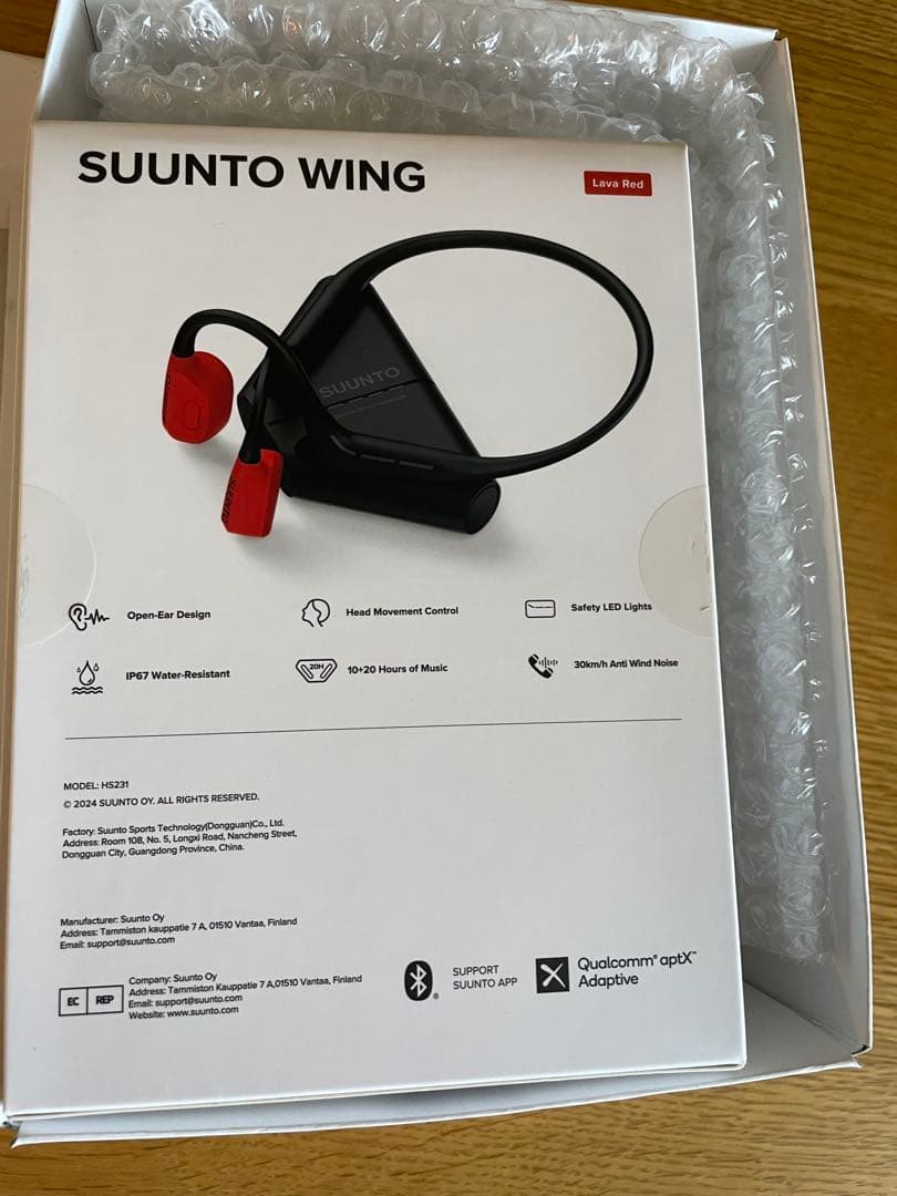 SUUNTO WING 骨伝導イヤホン ブラック/レッド　新品