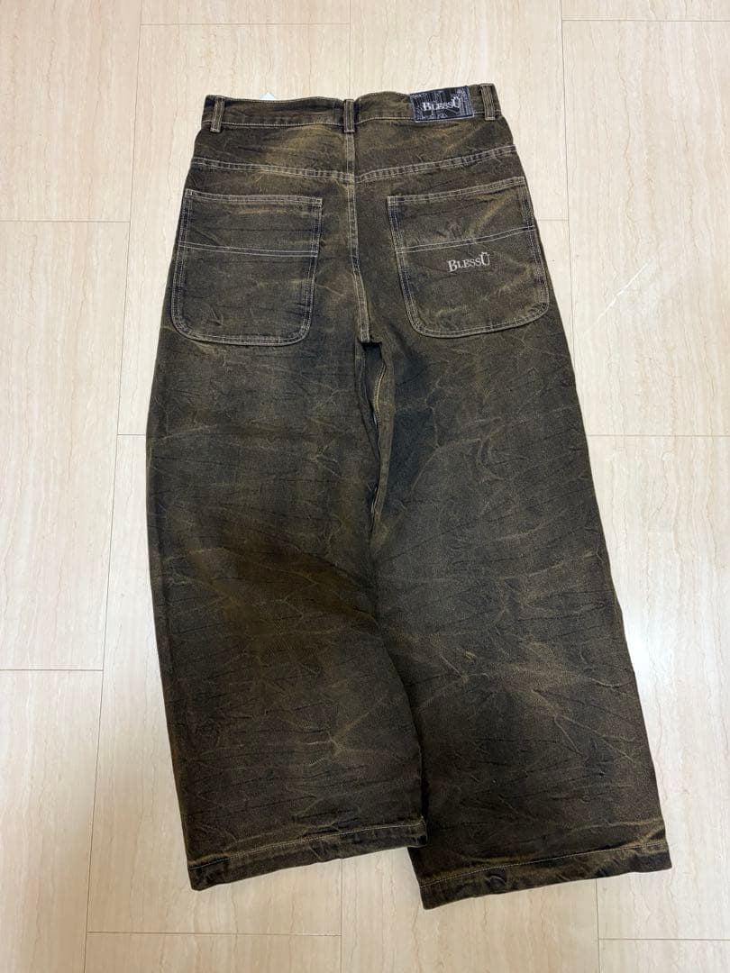 blessu wrinkle crack baggy denim Mサイズ