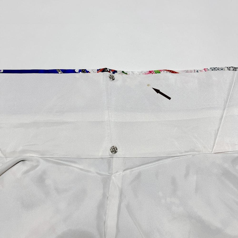 千總 振袖 正絹 青 友禅染 綸子 ちりめん 中古 花 №ymk0085