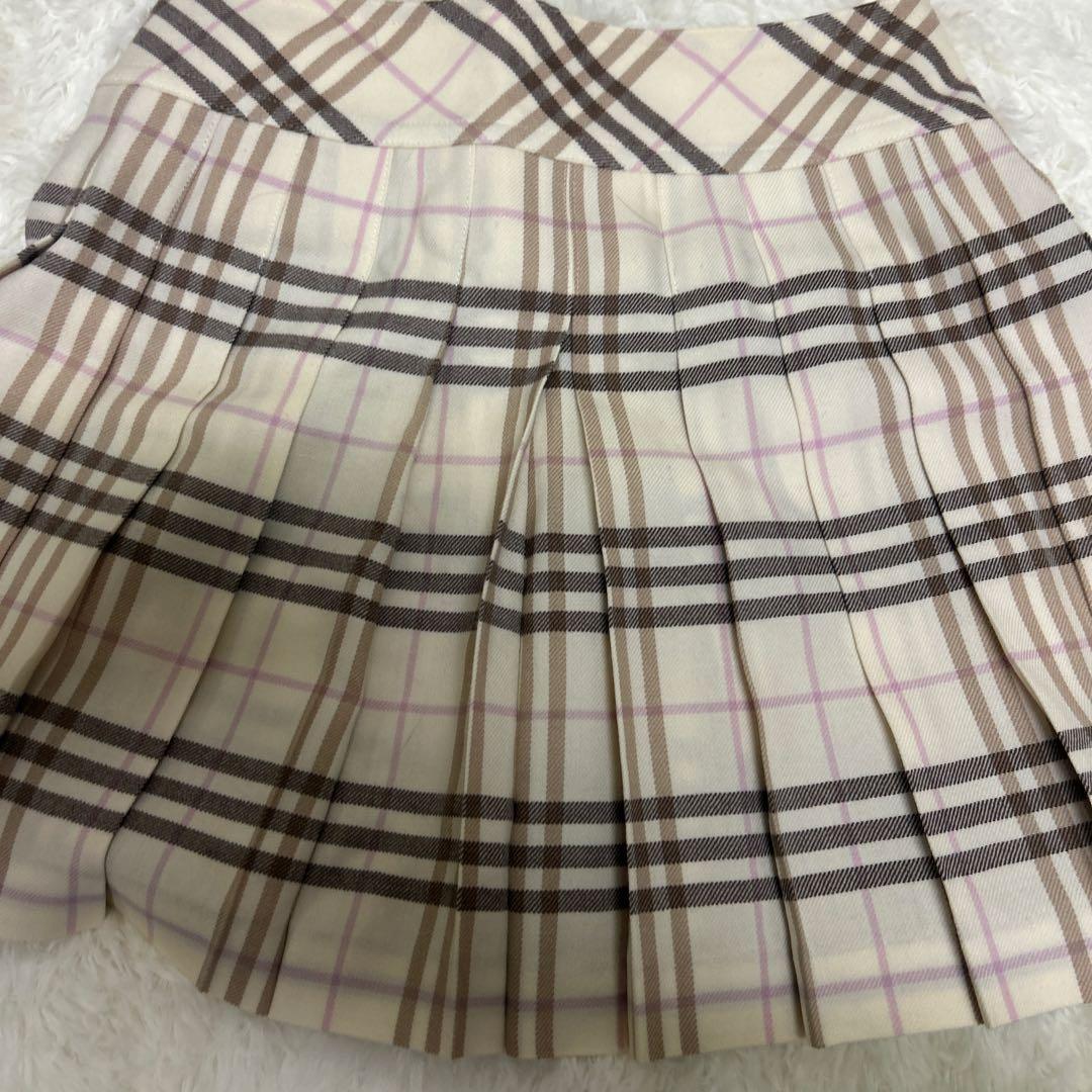 【美品】バーバリーブルーレーベル　ノバチェック ピンク プリーツ　ミニスカート