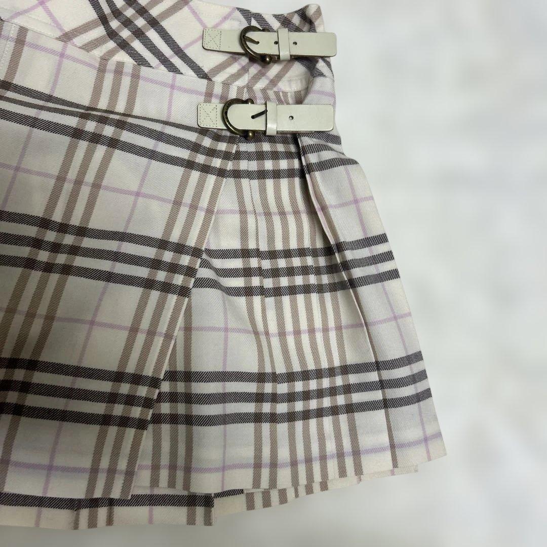 【美品】バーバリーブルーレーベル　ノバチェック ピンク プリーツ　ミニスカート