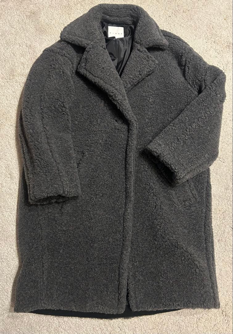 【なこきち】CINOH ボアロングコート グレー