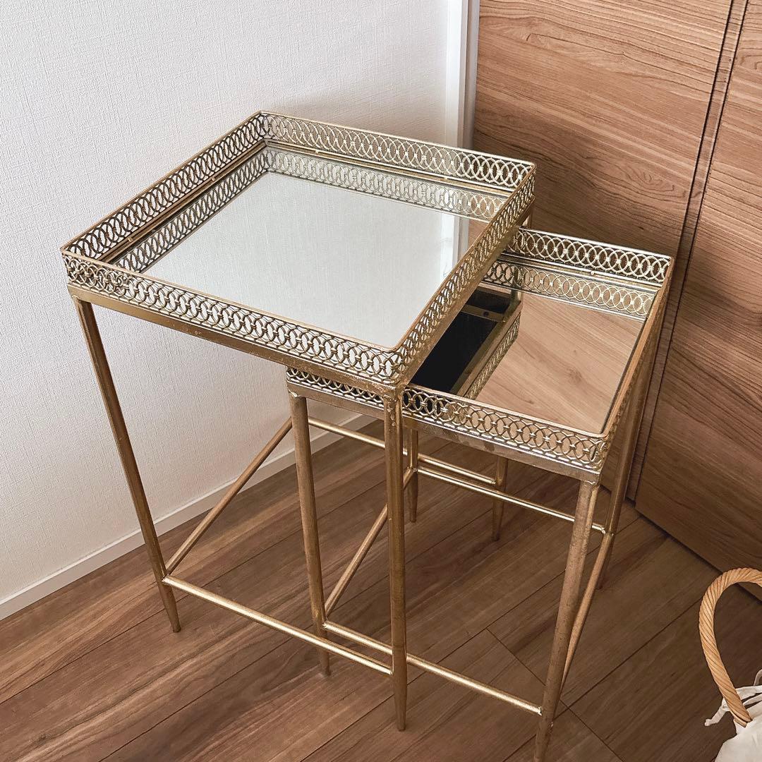 ZARA  ミラー ゴールドネストテーブル ※小さい方のテーブルのみ