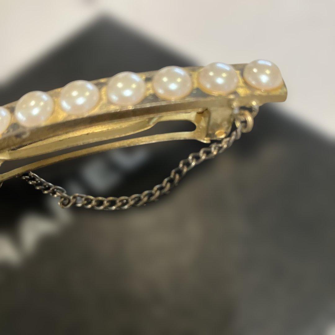 CHANEL バレッタ　ココマーク　パール　チェーンデザイン　シャネル　箱付き