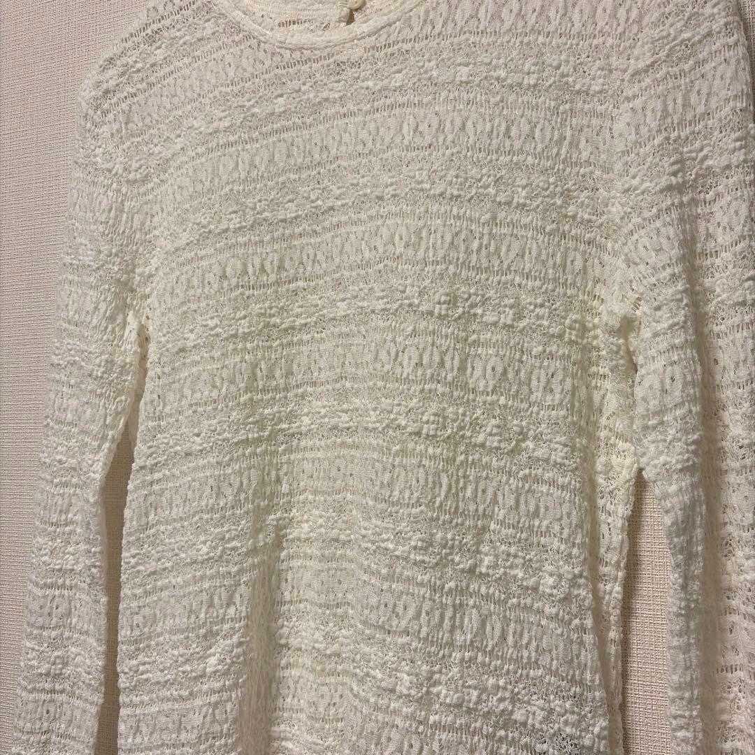 美品 イエナ IENA Flowerストレッチレース プルオーバー ホワイト