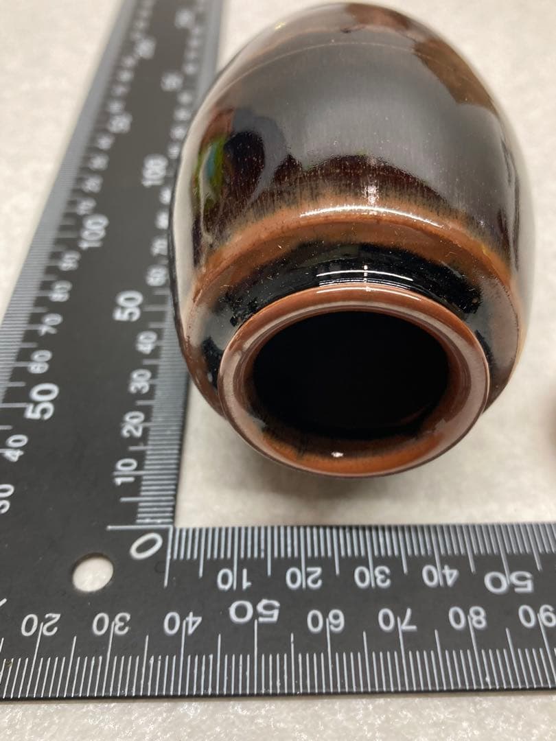 未使用 レア 加藤唐三郎作 古瀬戸 肩衝 茶入 間道仕覆 共箱 茶道具 西陣織