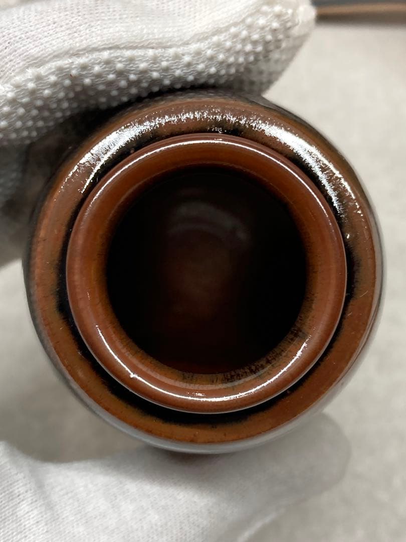 未使用 レア 加藤唐三郎作 古瀬戸 肩衝 茶入 間道仕覆 共箱 茶道具 西陣織