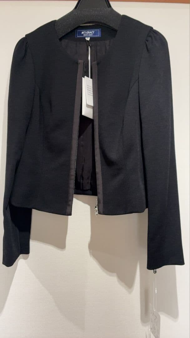 新品◆エムズグレイシーブラック カメリアWジップ ジャケット（36）◆