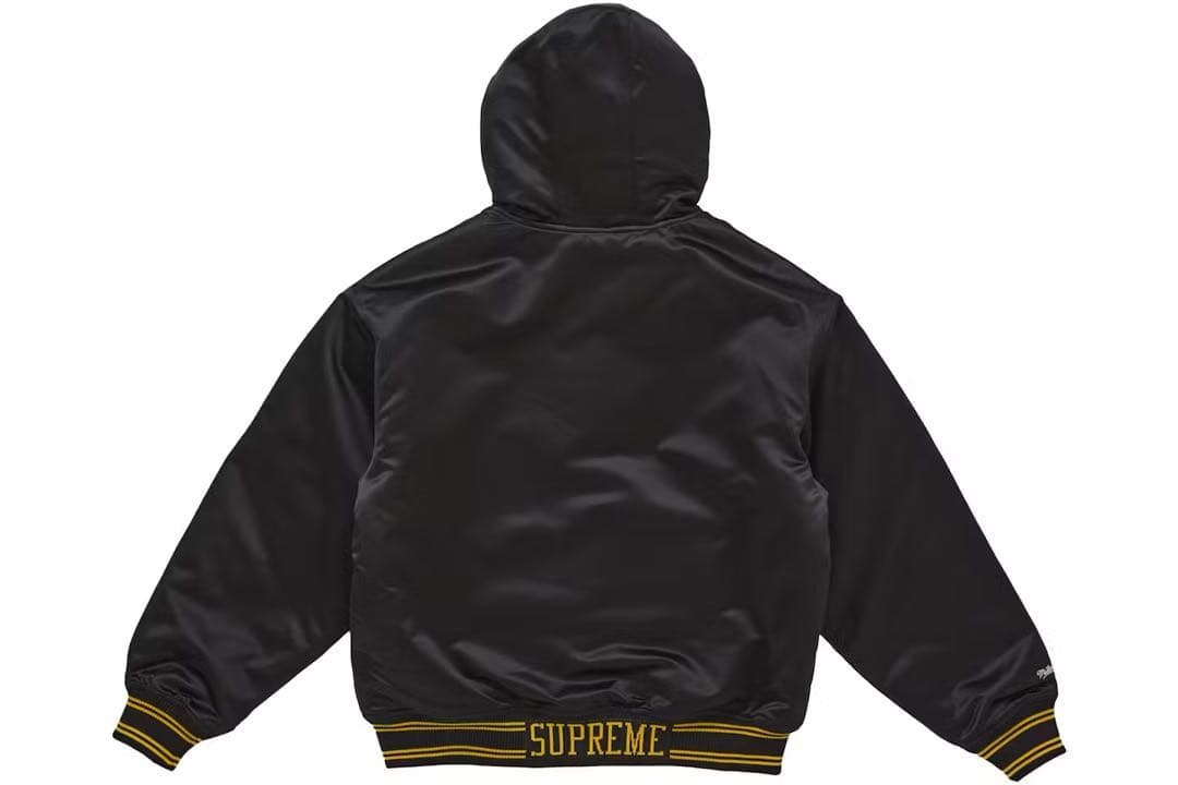 シュプリーム✖︎ミッチェル&ネス ヴァーシティージャケット ブラック L