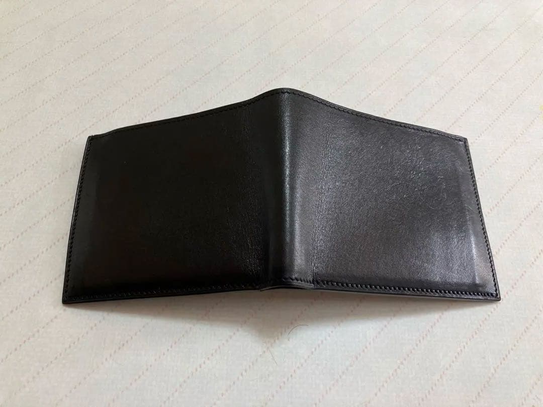 万双 双鞣和地 小銭入れ付き二つ折り財布 ブラック