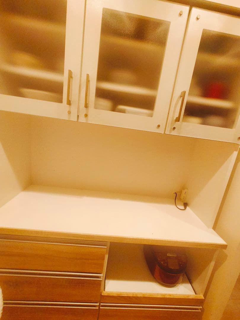 ホワイト木目調 食器棚 大容量