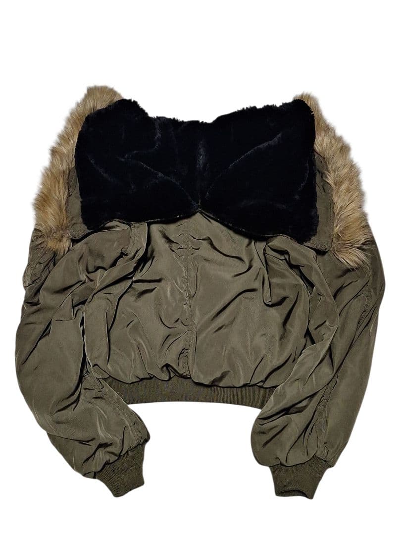Y2K N2B カーキ　ブルゾン　短丈 フライト ボンバー ジャケット　ファー