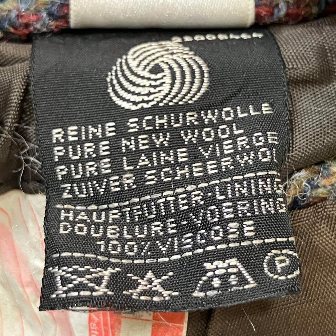 ハリスツイード ウールテーラードジャケット 千鳥格子チェック マルチカラー