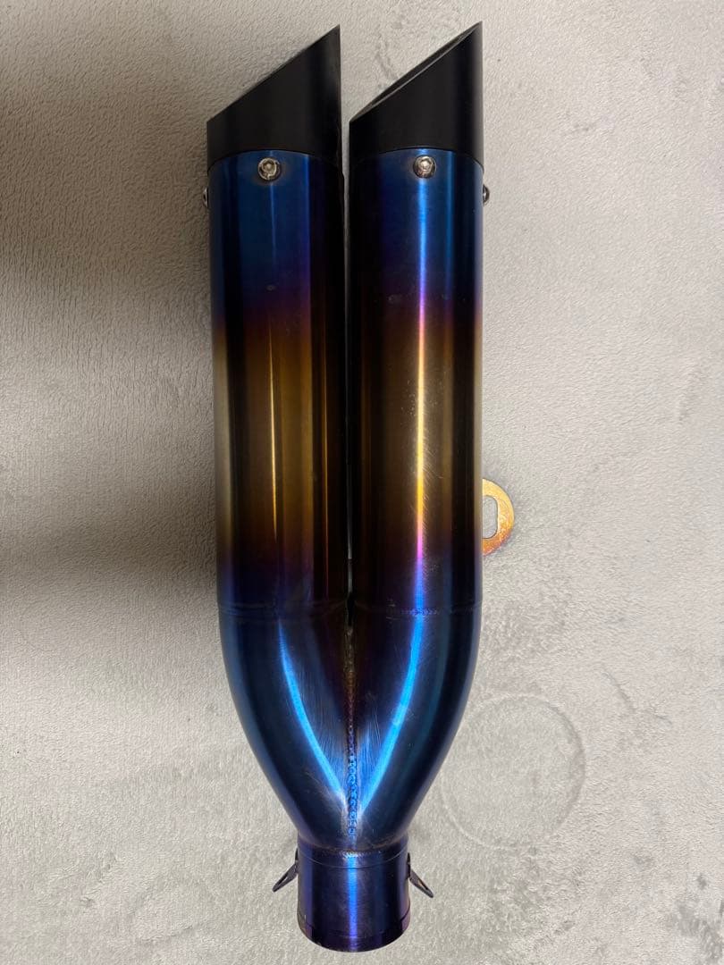 汎用デュアルステンレスマフラー ブルーグラデーション