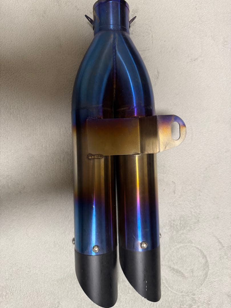 汎用デュアルステンレスマフラー ブルーグラデーション