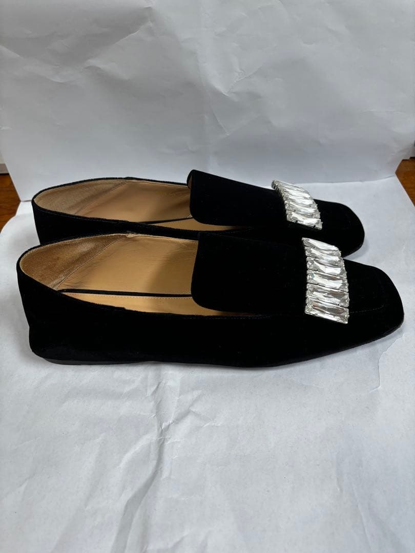 sergio rossi セルジオロッシ　ブラックベルベットフラットシューズ