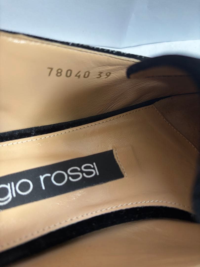sergio rossi セルジオロッシ　ブラックベルベットフラットシューズ
