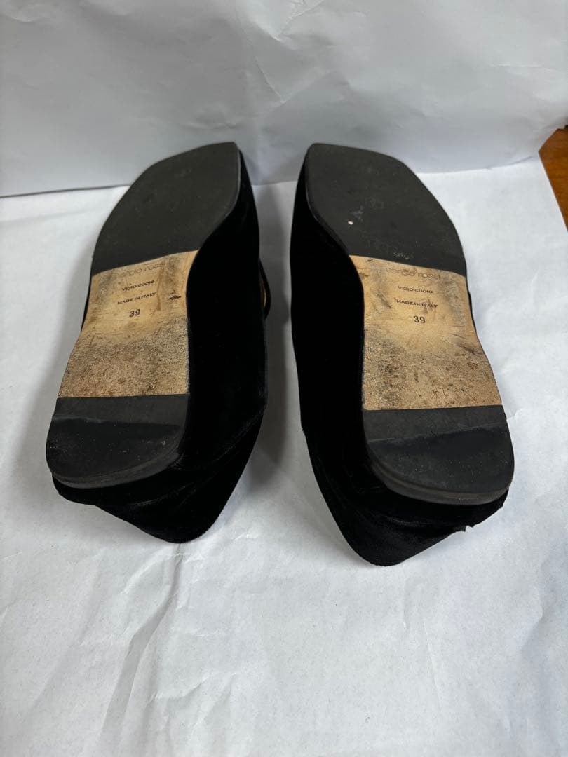 sergio rossi セルジオロッシ　ブラックベルベットフラットシューズ