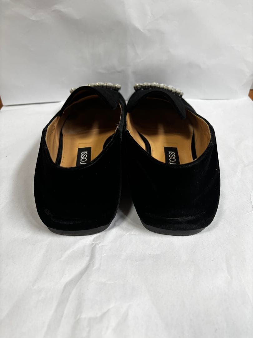 sergio rossi セルジオロッシ　ブラックベルベットフラットシューズ