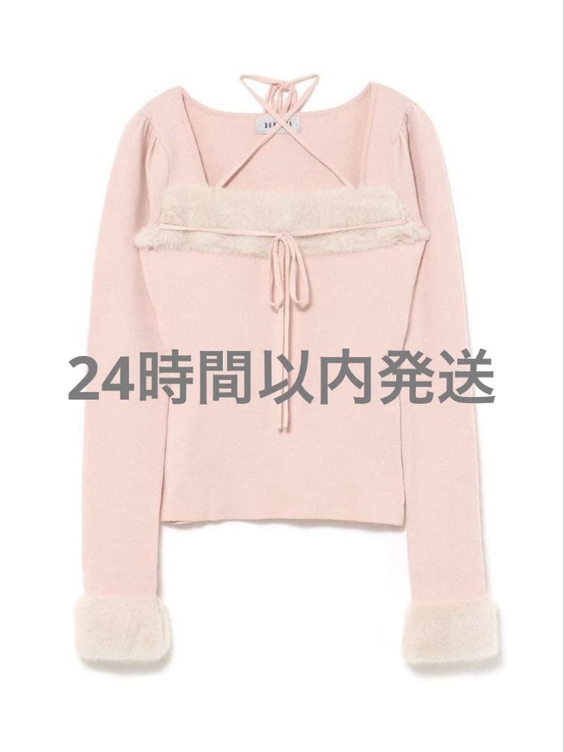 bubbles ファーリボンニットトップス