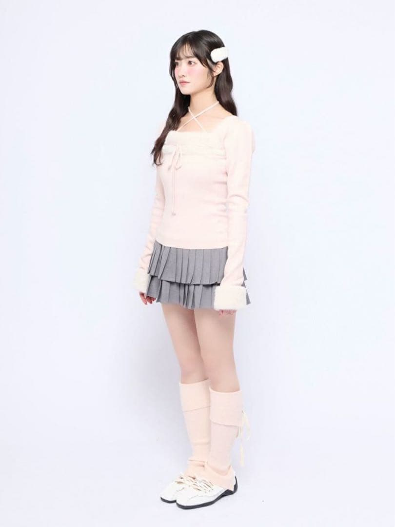 bubbles ファーリボンニットトップス