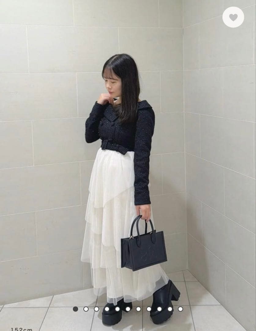 An MILLE アンミール　チュールドッキングツイードワンピース