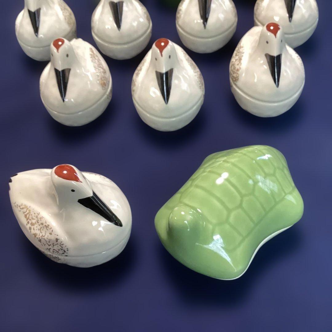 鶴　亀香合　珍味入れ　8セット　　新品未使用　　お正月　お祝いの器