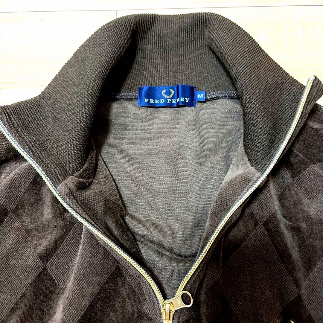 【希少】フレッドペリー トラックジャケット ベロア アーガイル ゴールド刺繍 M