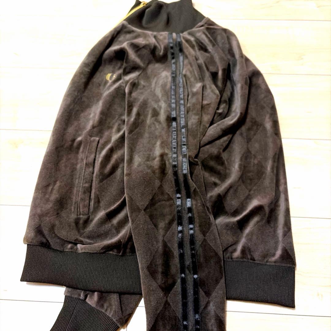 【希少】フレッドペリー トラックジャケット ベロア アーガイル ゴールド刺繍 M