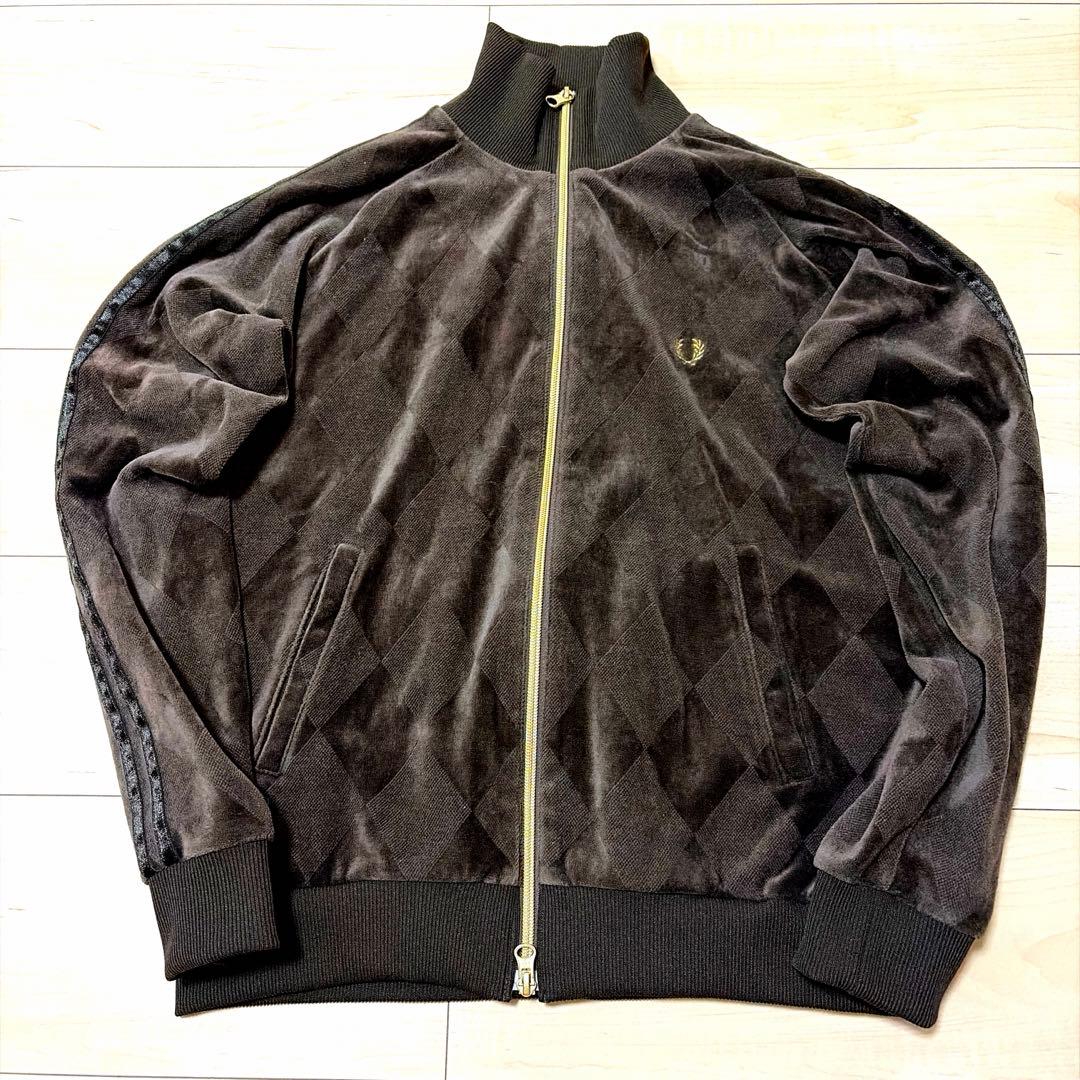 【希少】フレッドペリー トラックジャケット ベロア アーガイル ゴールド刺繍 M