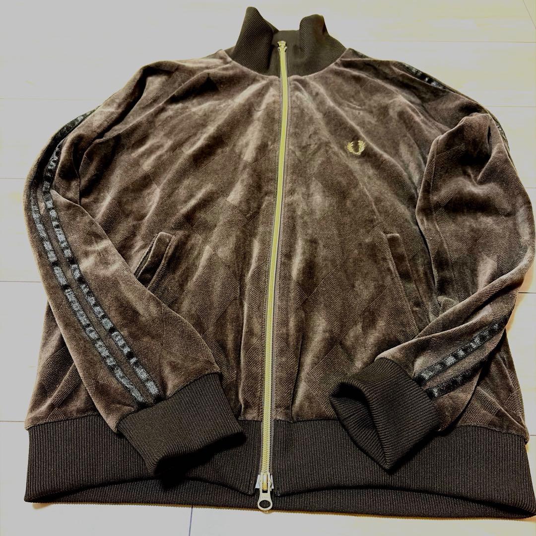 【希少】フレッドペリー トラックジャケット ベロア アーガイル ゴールド刺繍 M