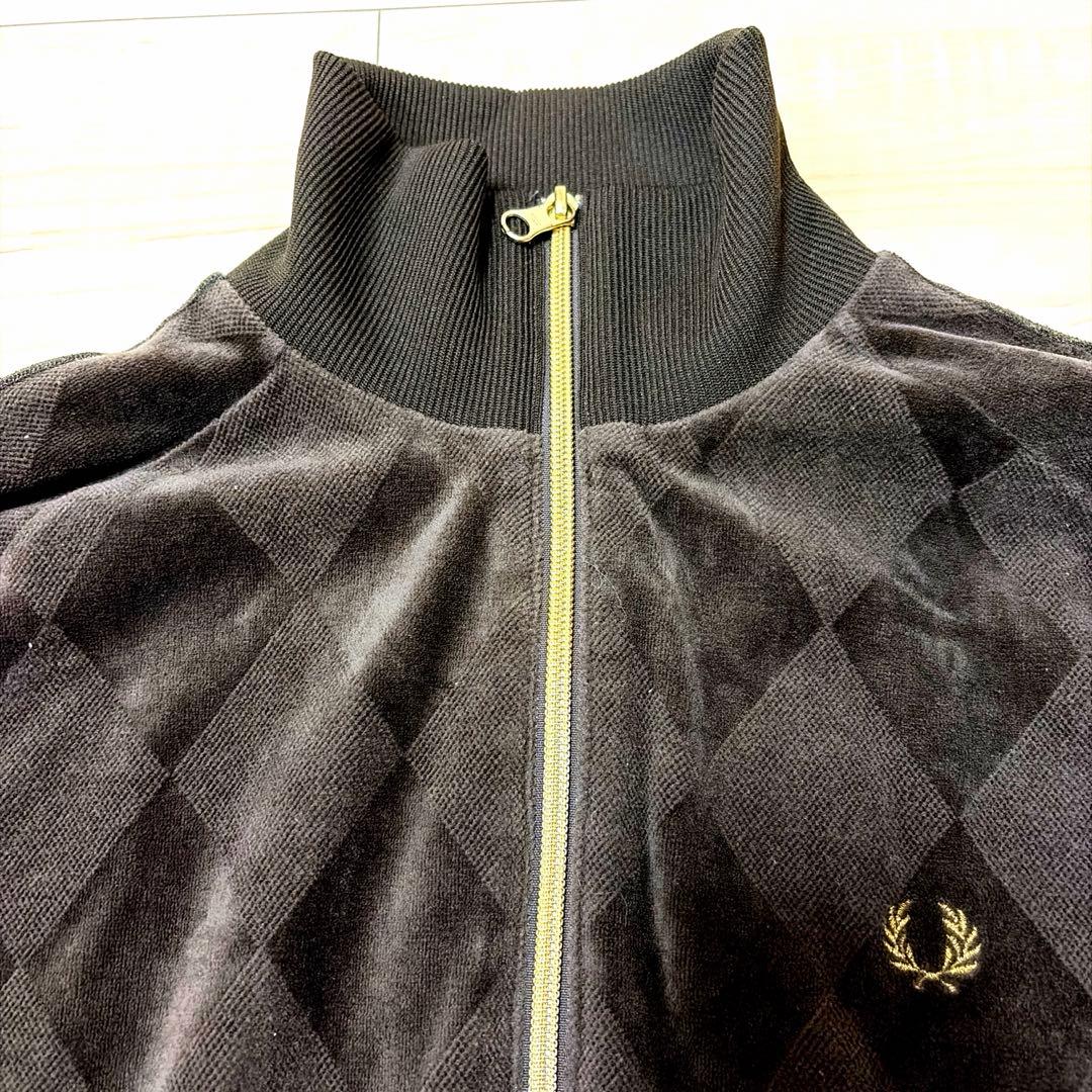 【希少】フレッドペリー トラックジャケット ベロア アーガイル ゴールド刺繍 M