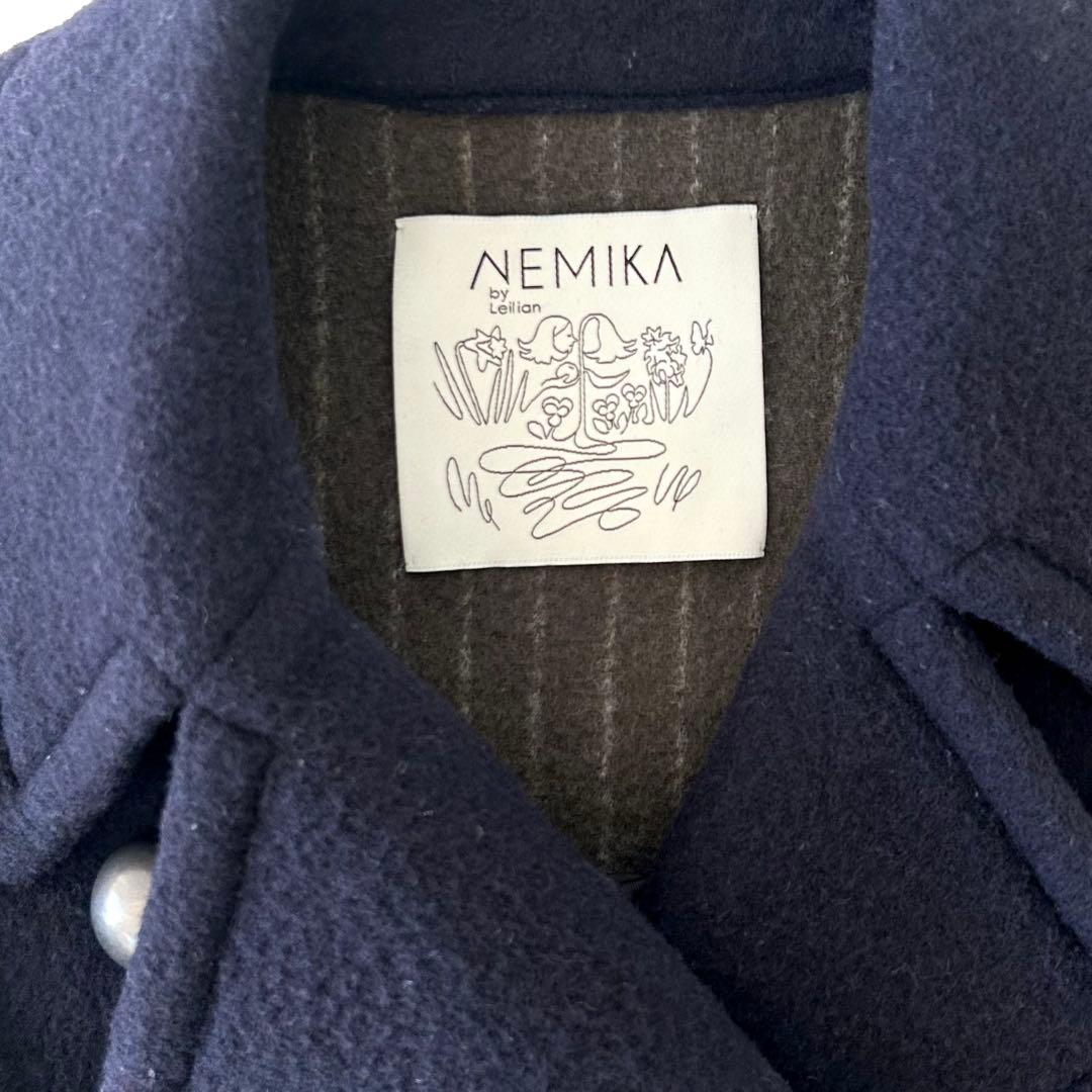 レリアン系列 ネミカ ウール ポンチョコート ネイビー ショート丈 ゆったりめ