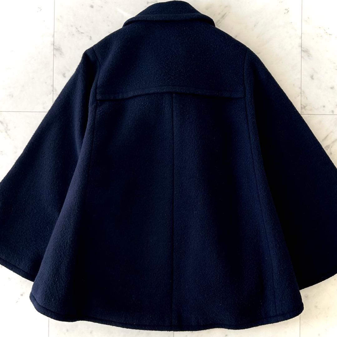 レリアン系列 ネミカ ウール ポンチョコート ネイビー ショート丈 ゆったりめ