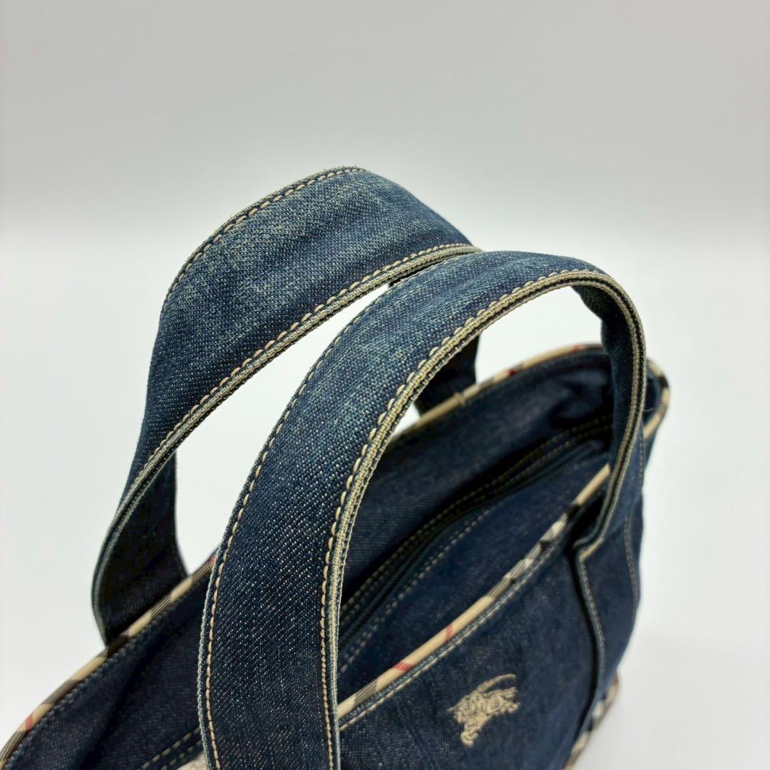 バーバリーブルーレーベル　デニム生地　ミニトート　ハンドバッグ　ノバチェック