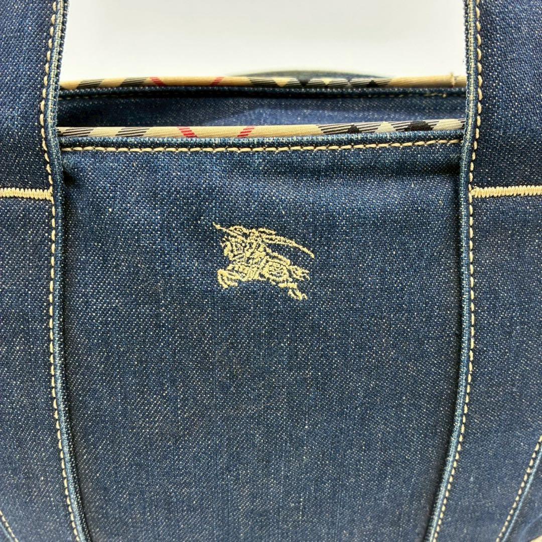 バーバリーブルーレーベル　デニム生地　ミニトート　ハンドバッグ　ノバチェック