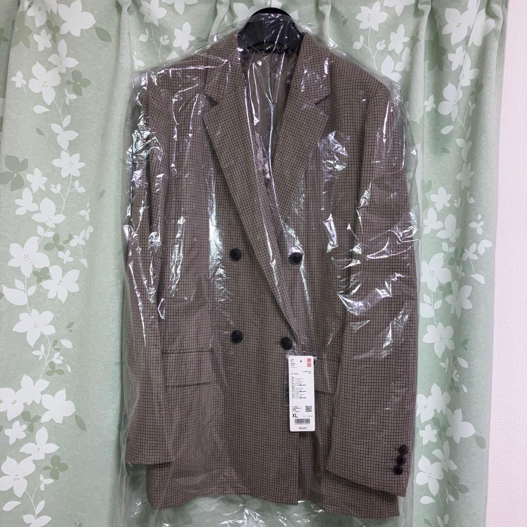 【新品・未使用】 UNIQLO カラー:35 ブラウン ダブルジャケット XL