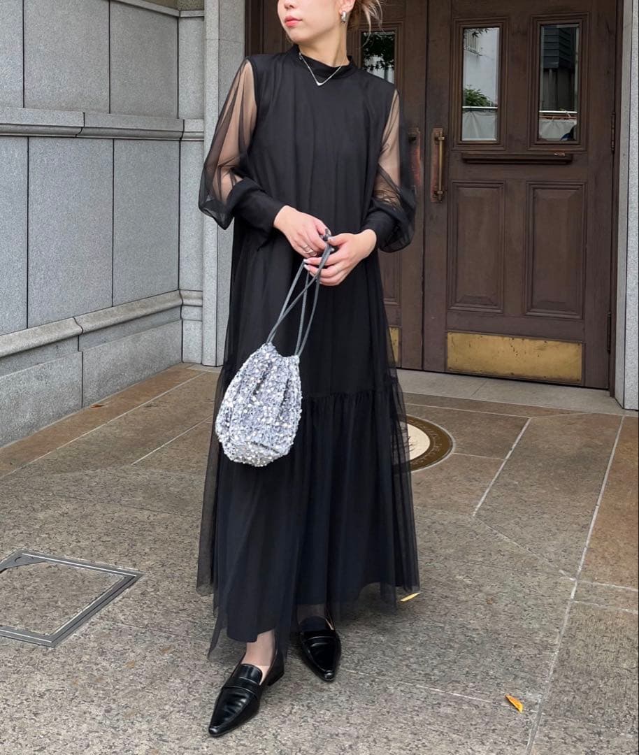 CAPRICIEUX LE´MAGE チュールハイネックワンピース　オケージョン