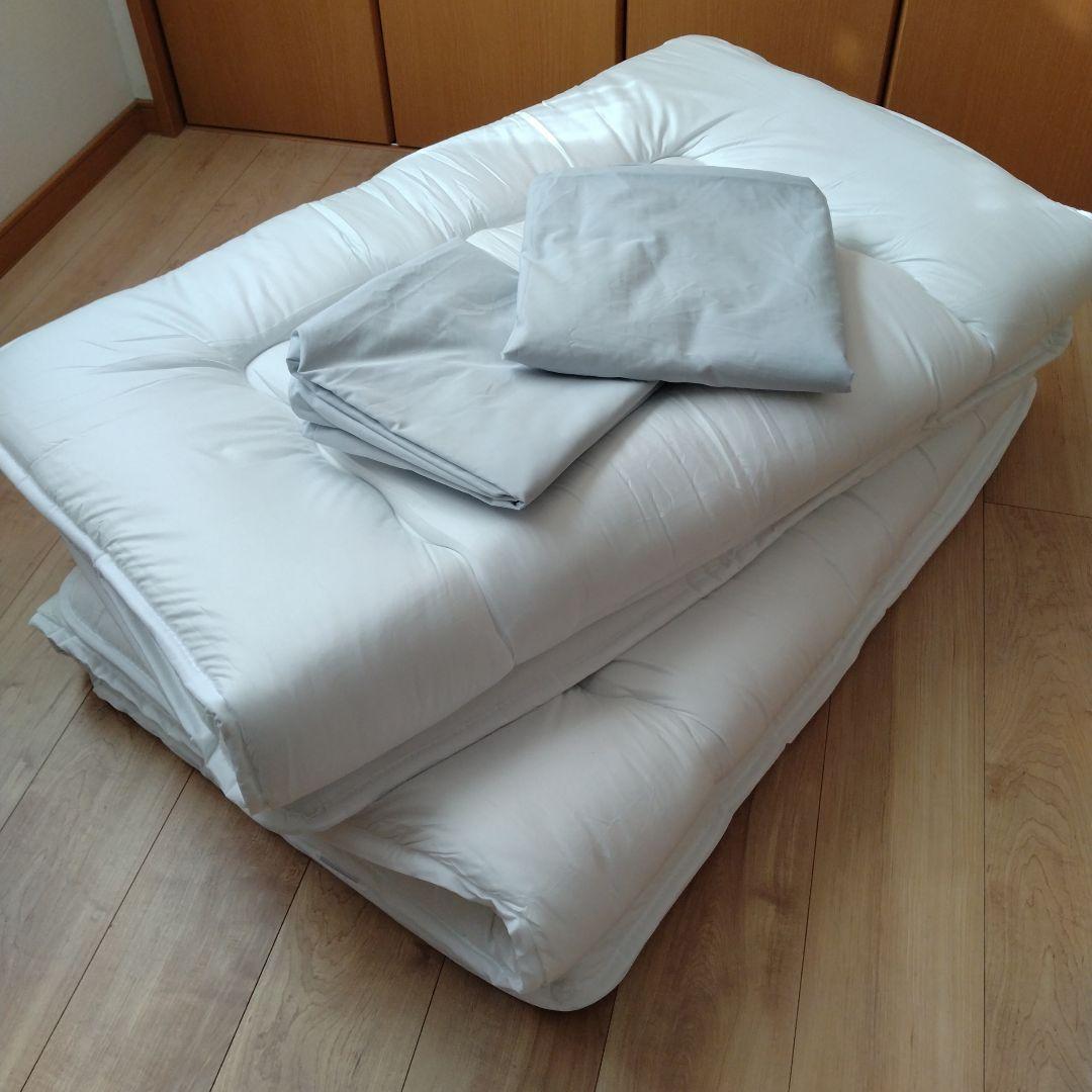 敷き布団シングルサイズ　2点セット　 カバー付き