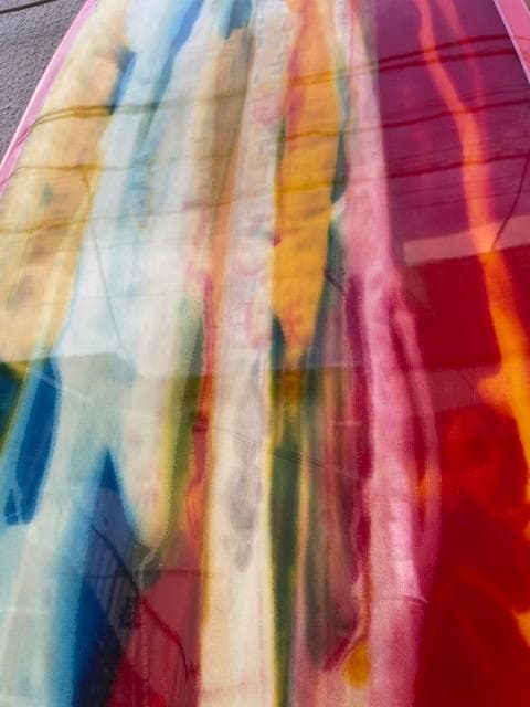 中古ロングボード ピンク&アブストラクトdesign 9’1f お洒落