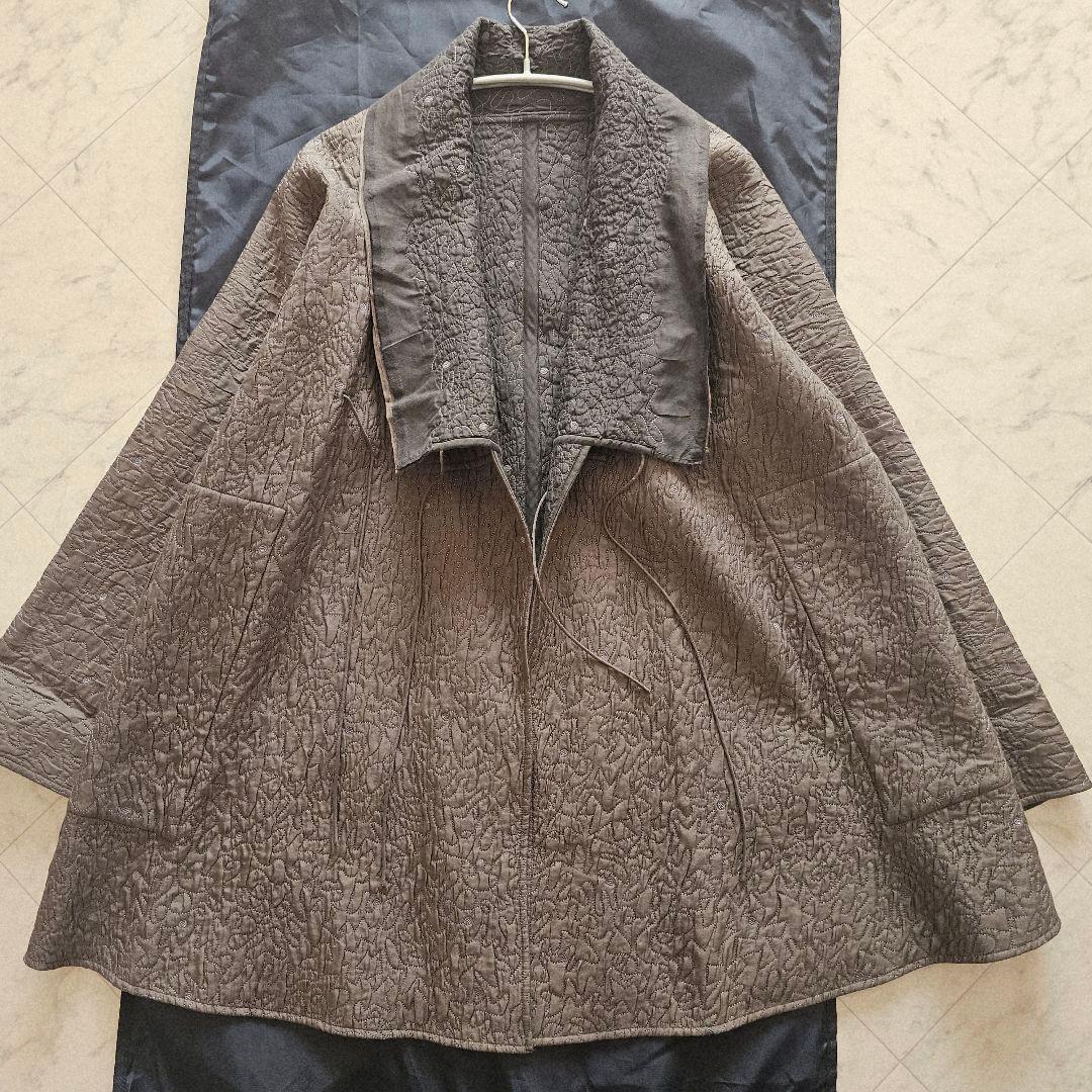 ヨーガンレール 総刺繍 シルク 中綿 リバーシブル ロング ガウン コート