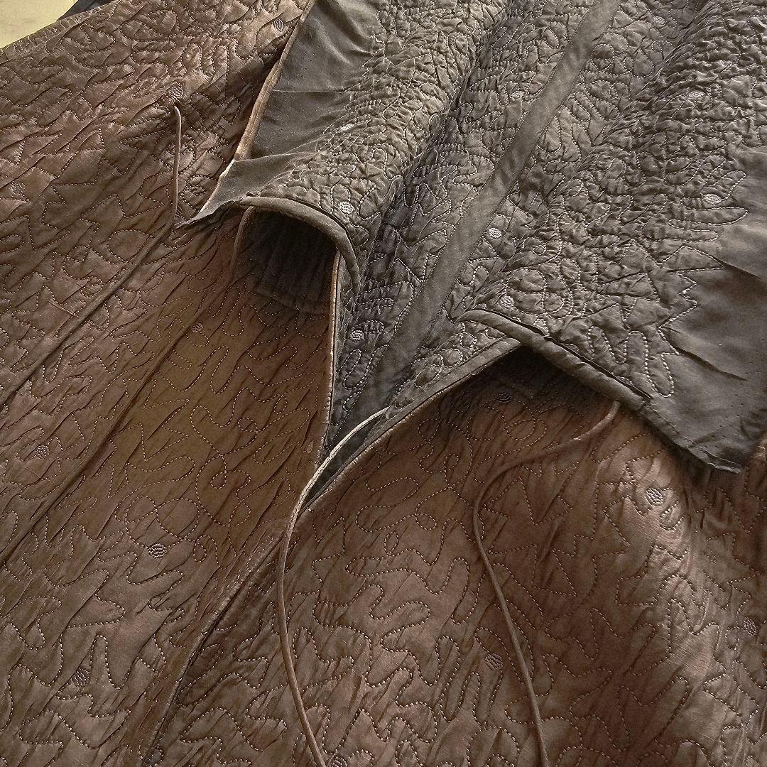 ヨーガンレール 総刺繍 シルク 中綿 リバーシブル ロング ガウン コート