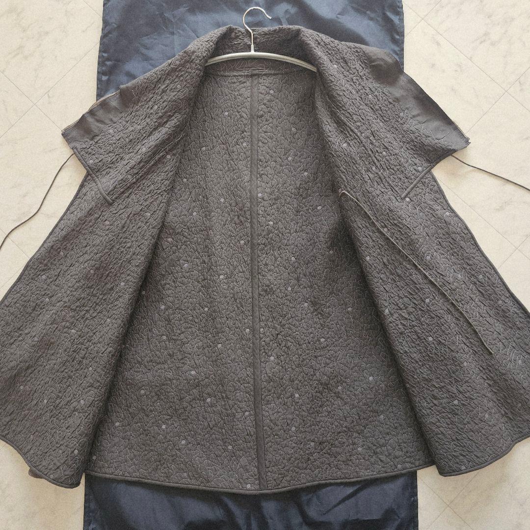 ヨーガンレール 総刺繍 シルク 中綿 リバーシブル ロング ガウン コート